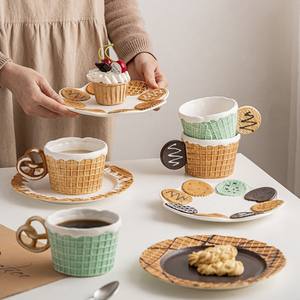 Ensemble de vaisselle en céramique de dessin animé de la série Cookie-tasse à eau tasse à café <span class=keywords><strong>petit</strong></span> déjeuner et assiettes à dîner assiette à collation cadeau pour la famille - Product Image 1