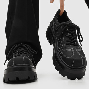 Nouvelles Chaussures Derby Décontractées à Semelle Épaisse pour Hommes 2026 – Modèle Haut de Gamme Noir Rehaussant la Taille à Coupe Basse - Product Image 6