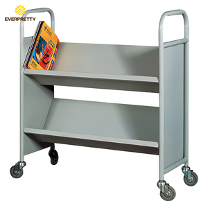 Chariot de <span class=keywords><strong>bibliothèque</strong></span> en métal robuste à 2 niveaux avec étagères, chariot mobile pour <span class=keywords><strong>bibliothèque</strong></span> avec <span class=keywords><strong>roulettes</strong></span> pour école, bureau, archives - Product Image 1