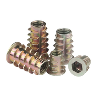 Écrou fileté en acier allié galvanisé jaune zingué M4 M5 M6 X 10mm 13mm M8 M10 pour insert de meuble en bois