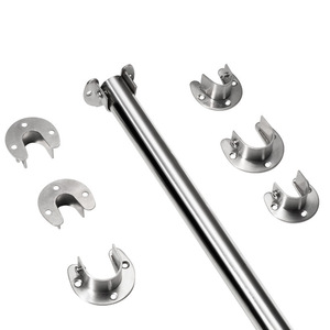 Support de tringle de penderie en acier inoxydable 304 épaissi à base à bride ouverte, connecteur durable pour porte-vêtements - Product Image 4