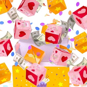 Caja Sorpresa Explosiva Misteriosa Personalizada con Bomba de Dinero, 16 Cubos Saltarines, Cajas de Confeti para San Valentín, Caja de Regalo Pop-up - Product Image 1