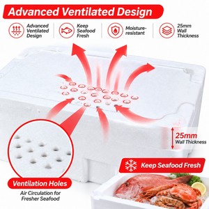 Boîte en <span class=keywords><strong>polystyrène</strong></span> perforée personnalisée de 10 kg pour l'expédition de fruits de mer vivants, boîte de conservation à haute densité, 495x305x250mm - Product Image 2