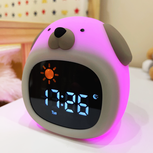 Nuovo Orologio per l'Addestramento al Sonno per Bambini con Luce Notturna Facile da Impostare con Suoni Naturali Lampada Sveglia a Forma di Cane per Camere dei Bambini - Product Image 3