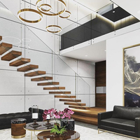 Escalier flottant élégant à marches ouvertes avec support dissimulé pour intérieur résidentiel