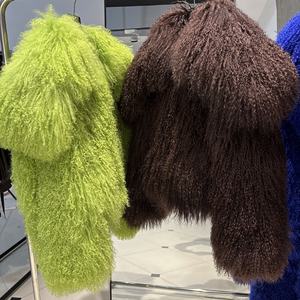 Giacca in <span class=keywords><strong>pelliccia</strong></span> di pecora marrone scuro 2025 invernale <span class=keywords><strong>con</strong></span> collo grande in vera <span class=keywords><strong>pelliccia</strong></span> Mongolia da donna - Product Image 5