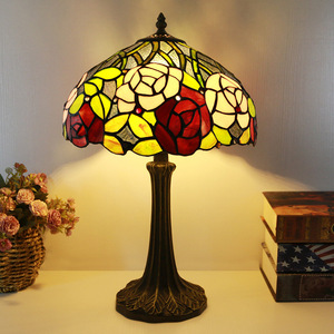Tiffany Style <strong>Glass</strong> <strong>Lamp</strong> <strong>Shade</strong> Industrial Design LED Table <strong>Lamp</strong> 30x48cm Warm White AC Power Home Decorative Bedroom Living Room - Product Image 4