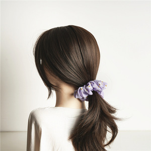 New Korean <strong>Hair</strong> Accessories Purple <strong>Flower</strong> Printed Elastic <strong>Hair</strong> <strong>Band</strong> <strong>Hair</strong> Ties Soft Fabric Scrunchies for Women - Product Image 6