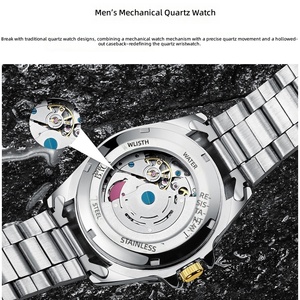 Reloj de Hombre de Alta Gama Wolishi, Correa de <span class=keywords><strong>Acero</strong></span> Inoxidable, Movimiento de Cuarzo Luminoso, Resistente al Agua 30M, Visualización de Fecha - Product Image 3