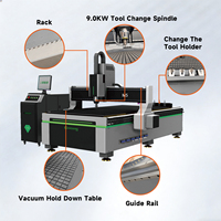 Routeur CNC SQ 9KW 1325 pour métaux légers, routeur CNC 4x8 avec broche à refroidissement par eau 30000 tr/min, routeur CNC pour cuivre, aluminium, pierre