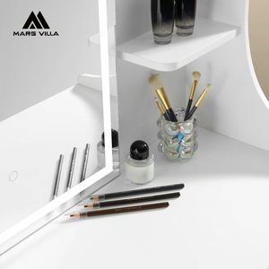 Juego de tocador de diseño único blanco rosa para niña con dos cajones y espejo LED - Product Image 4