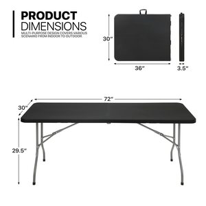 Wholesale Lightweight Modern 6FT Long Black Plastic Folding <b>Tables</b> Fold in Half for Events Entry & Villa Use - Product Image 3