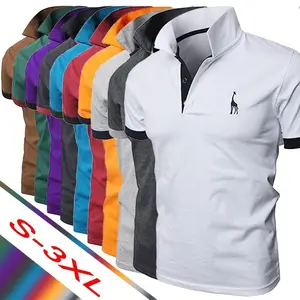 Camiseta de golfe lisa para homens, camiseta casual de alta qualidade com logotipo bordado personalizado