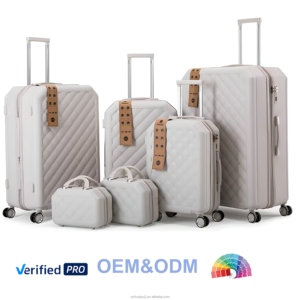 Ensemble de bagages de voyage modernes et durables en ABS léger à 4 roues pivotantes à <span class=keywords><strong>360</strong></span>° avec valise cabine étanche - Product Image 1