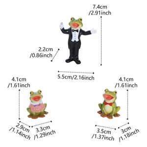Juego de Figuras de Ranas Cantantes de Resina Pintadas a Mano, Listas <span class=keywords><strong>para</strong></span> Enviar - Lindas Figuras de Ranas con Traje Formal <span class=keywords><strong>para</strong></span> Escritorio y Jardín de Hadas - Product Image 2