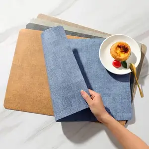 Tapetes de couro sintético resistentes ao calor com tapetes de PU para jantar à prova d'água para ambientes internos e externos