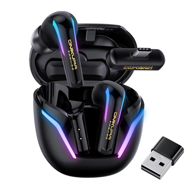ONIKUMA T27 TWS Dual Mode Blue Tooth V5.3 Earphone 2.4G Wireless Music Headphones Noise Cancellation Earbuds