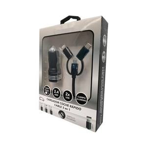 Cargador USB para coche - cargador con 2 puertos USB (2.4A) y cable ideal para cargar varios dispositivos simultáneamente. materiales - Product Image 1