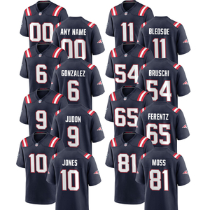 2026 Navyblauwe New England Jersey Custom American Football Shirts Gestikte Geborduurde Jeugd Uniformen Sportkleding met Logo's - Product Image 1