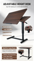 Bureau en bois moderne et minimaliste à hauteur réglable avec système de levage hydraulique et roulettes pour bureau à domicile, salle d'étude ou salon