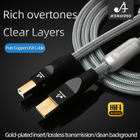 Câble audio USB plaqué argent ATAUDIO OFC, adaptateur USB A/B/C/LTG pour téléphone, ordinateur, décodeur, mixeur, microphone, câble audio haute fidélité