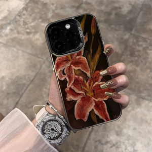 Coque de téléphone antichoc motif rétro peinture à l'huile fleur de lys pour <span class=keywords><strong>iPhone</strong></span> 16 15 14 17 Air Pro Max 16E 13 12 11 7 8 <span class=keywords><strong>SE</strong></span> <span class=keywords><strong>2022</strong></span> - Product Image 2