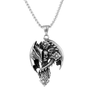 Yunnique-collar con colgante de calavera de dragón de acero inoxidable, regalo unisex, joyería de moda, diseño geométrico, forma de espada - Product Image 5