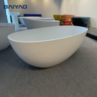 Baignoire autoportante ovale en pierre artificielle à surface solide, vente directe usine, idéale pour hôtels et villas
