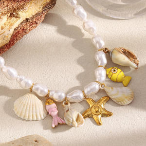 สร้อยคอเครื่องประดับแฟชั่นสำหรับผู้หญิงสร้อยคอลูกปัดมุกสแตนเลสสำหรับ <span class=keywords><strong>N354</strong></span> - Product Image 1