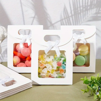 Sac cadeau en carton blanc avec fenêtre transparente et nœud pour mariages, Noël, fêtes, emballage cadeau