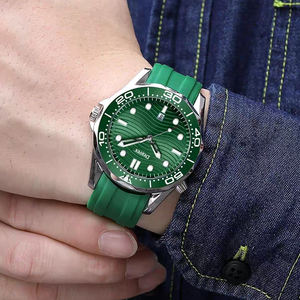 <span class=keywords><strong>Reloj</strong></span> Mecánico de Lujo para <span class=keywords><strong>Hombre</strong></span> OMEGAS, Serie Sea Horse, Resistente al Agua hasta 300 m, Caja de Acero Inoxidable, Correa de Silicona Azul - Product Image 4