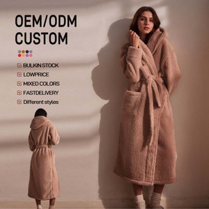 Peignoirs longs pour femmes, vêtements d'intérieur d'hiver, doux, en peluche, chauds, en flanelle, avec ceinture, pour le <span class=keywords><strong>spa</strong></span> - Product Image 1