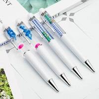 Stylo publicitaire personnalisé en PVC avec object flottant, stylo à bille rotatif DIY avec impression couleur du LOGO