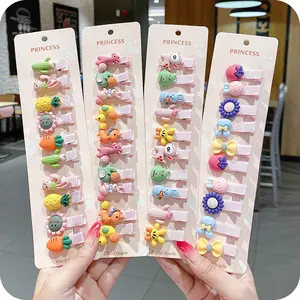 Vente en gros Pince à cheveux fruit fleur dessin animé mignon de créateur pour enfants Accessoires pour filles de Chine Ensemble de pinces canard épingle à cheveux