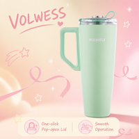 Thermos en acier inoxydable à isolation sous vide avec poignée pour boissons chaudes et froides