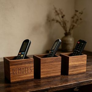Caja de almacenamiento de madera para control remoto, organizador de escritorio cuadrado de madera maciza sin tapa para uso en el hogar y la oficina - Product Image 3