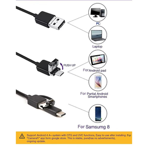 Caméra endoscopique Full HD pour smartphone Android MicroUSB Type-C, câble rigide flexible de 2m, 5m, 10m, 5,5mm pour inspection - Product Image 2