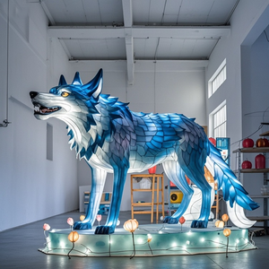 Handmade thực tế Sói đèn lồng không thấm nước động vật ánh sáng Halloween Giáng sinh Lễ Phục sinh lễ Tạ ơn Ngày của Cha bên vườn trang trí - Product Image 3