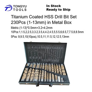 230pcs (1-13)mm tin tráng HSS khoan <span class=keywords><strong>Bit</strong></span> Set, DIN338 Metric HSS-R jobber Twist <span class=keywords><strong>Bit</strong></span> Kit cho kim loại khoan, DIY sử dụng trong kho - Product Image 2