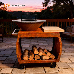 Parrilla de Barbacoa Moderna de Acero Corten para Exteriores con Ruedas, Resistente, para Leña y Carbón - Product Image 5