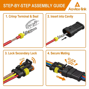 18AWG 자동차용 방수 전기 와이어 커넥터 플러그 소켓 키트 (10cm 와이어 포함) 슈퍼실 1.5mm 시리즈 282107-1 - Product Image 5
