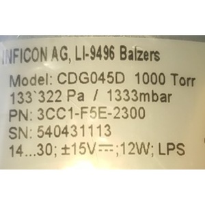 Jauge de vide industrielle Inficon CdG045D 1000 Torr pour équipement de contrôle - Product Image 1