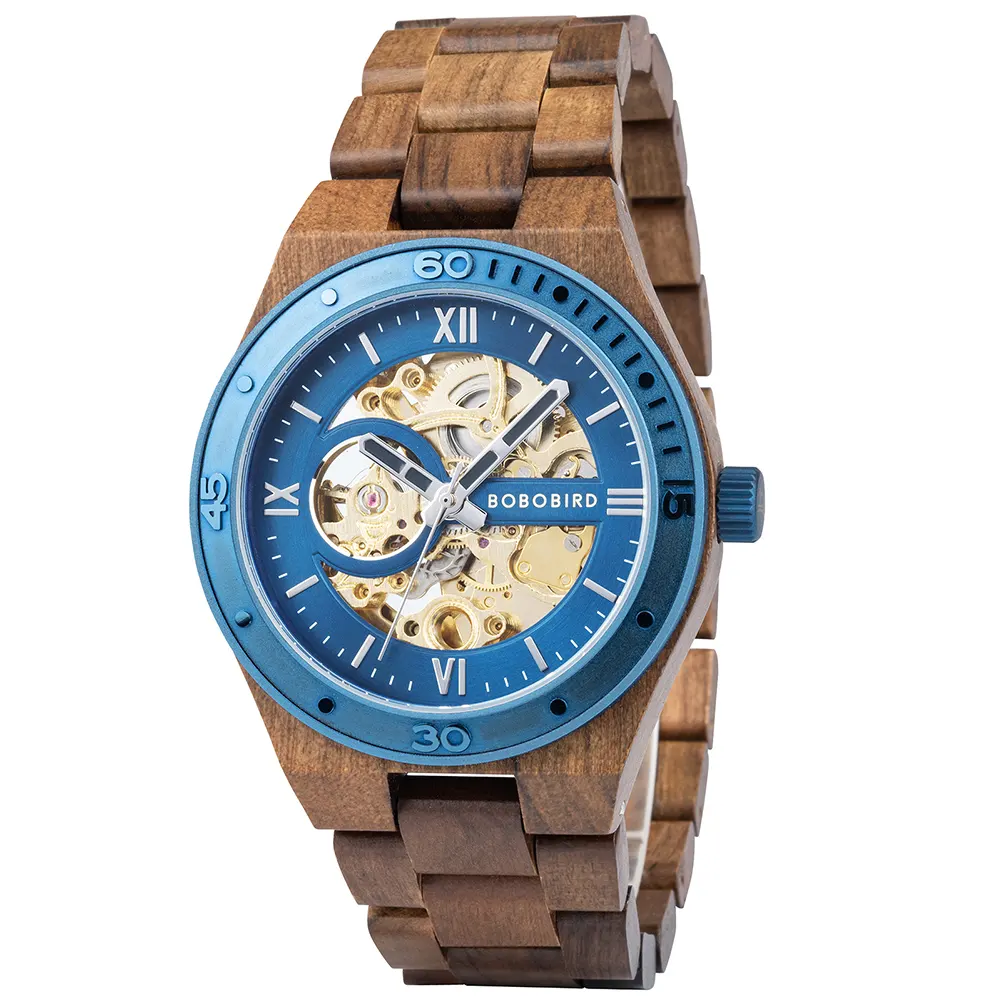 BOBOBIRD 2023 own logo oem minimalist shenzhen wood watch factory oem chronograph watch Waterproof mechanical automatic watch