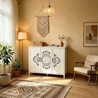 Meuble de rangement en bois massif sculpté de style bohème, meuble TV sculpté de style antique français, buffet vieilli de style rustique