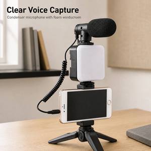 Kit vidéo AY-49 pour débutants en vlogging, smartphone, lumière LED, microphone, trépied, mains libres, blog, YouTube, caméra, kit de vlogging de voyage - Product Image 6
