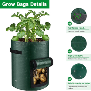 Sac de culture réutilisable pour pommes de terre avec rabat et poignées, pour légumes, fleurs, herbes et toutes plantes, pot de jardin extérieur, sacs de culture - Product Image 3