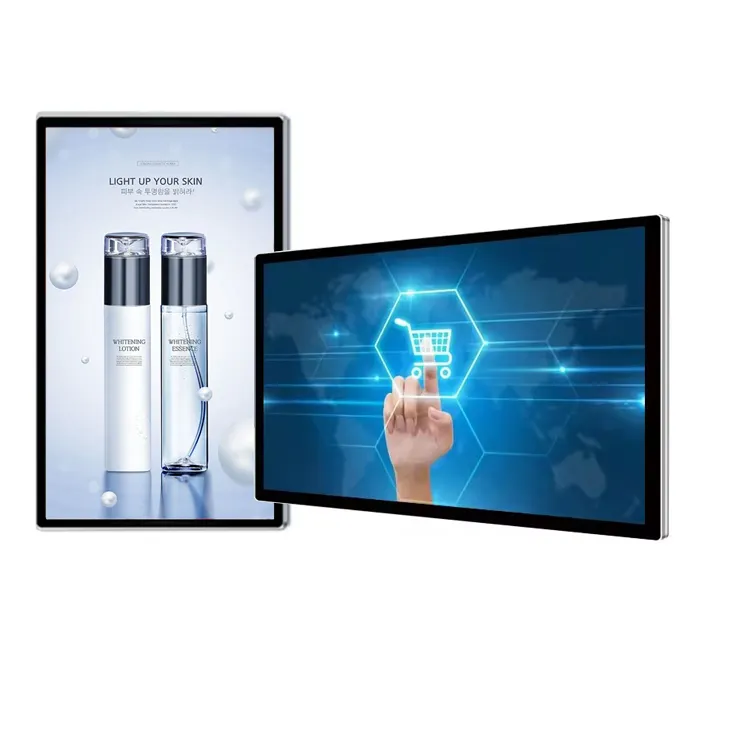 Perakende mağaza için yüksek çözünürlüklü Wifi duvara monte dokunmatik ekran LCD reklam ekranı