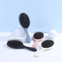 Brosse démêlante personnalisée avec logo, en poils de sanglier naturels, pour extensions de cheveux, utilisation sèche et humide, pour cheveux bouclés, brosse à cheveux pour femmes
