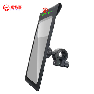 Klip ponsel stang sepeda, tas pemegang ponsel cermin spion sepeda motor, layar sentuh Universal tahan air 360 ° - Product Image 1