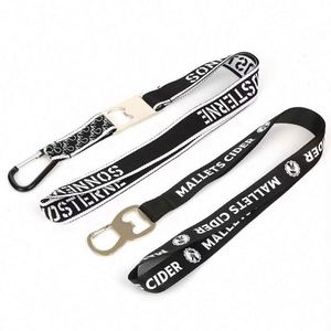 Custom Heat Transfer Printed Soft Black <b>Lanyard</b> with Bottle Opener <b>Lanyard</b> - Product Image 3